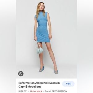 Reformation: Alden Knit Dress. Size: Medium. Color: Capri.